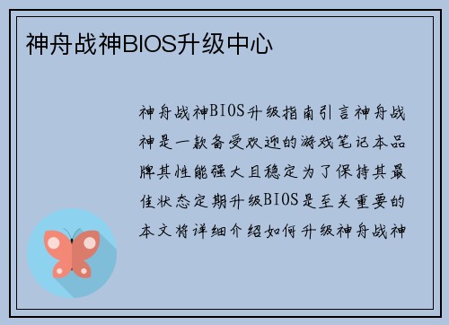 神舟战神BIOS升级中心